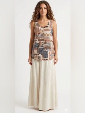 VINTAGE Linen Made in Canada button down sleeveless Vest/Blouse Size 11